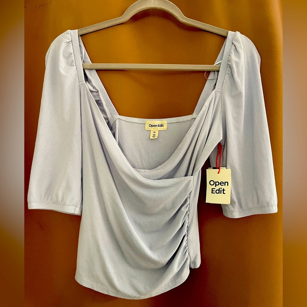 Open Edit off the shoulder Blue Ice wrap Shirt XS